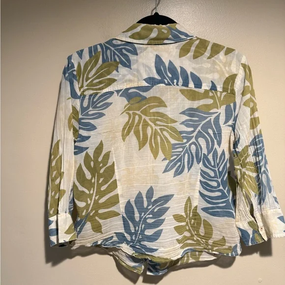 Vintage Tommy Hilfiger Leaf Bloude 100% lightweight gauze cotton size 14 - Picture 4 of 10